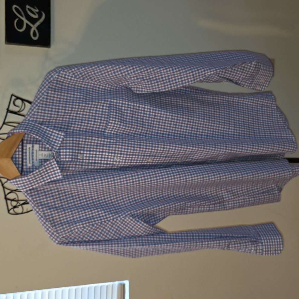 Amazon Essentials Mens Blue, Red & White Checkered Shirt 17 34-35 (David #4)